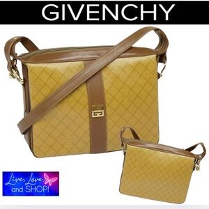 GIVENCHY Yellow/Brown Shoulder Purse. Auth bs15323, EUC